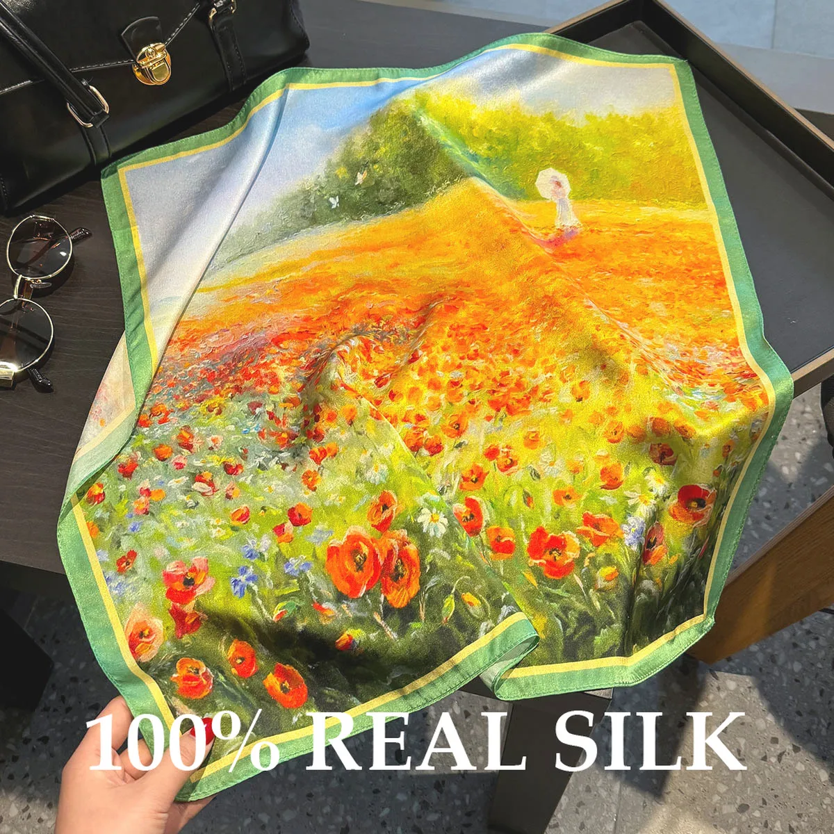 

Новый 100% натуральный чистый шелк, повязка для волос, женский роскошный платок, бандана, универсальный шейный платок, головной платок, многофункциональное украшение