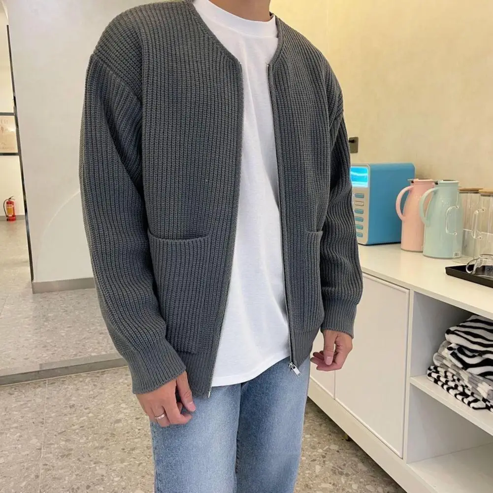 Must-have Men Coat Men Knitted Sweater Stylish Men's Zip-up Cardigan Sweaters for Autumn Winter Solid Color Knitwear Jackets