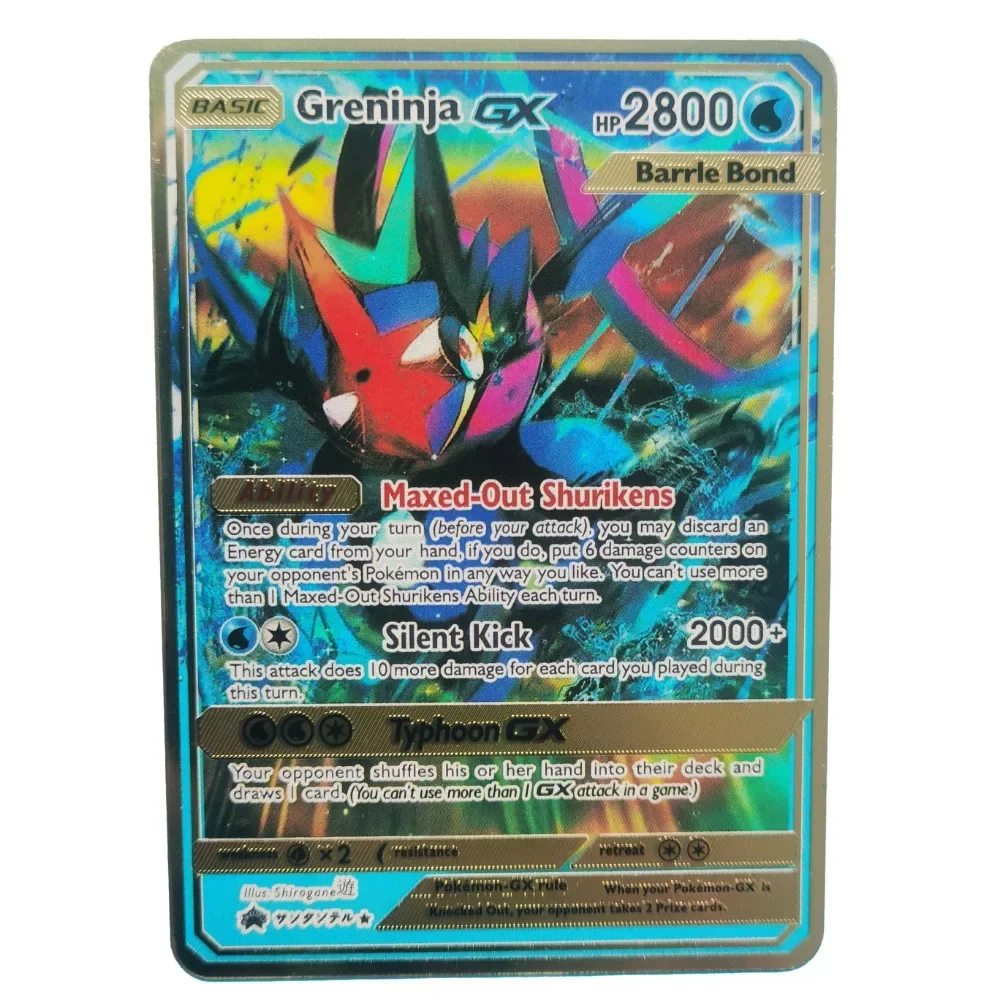 Cartes Pokémon anglaises en métal pour enfants, Anime Pikachu, Charizard, Mewtwo, Blastoise, Vmax Shiny Letters, Game Collection Card, Toy Gifts,