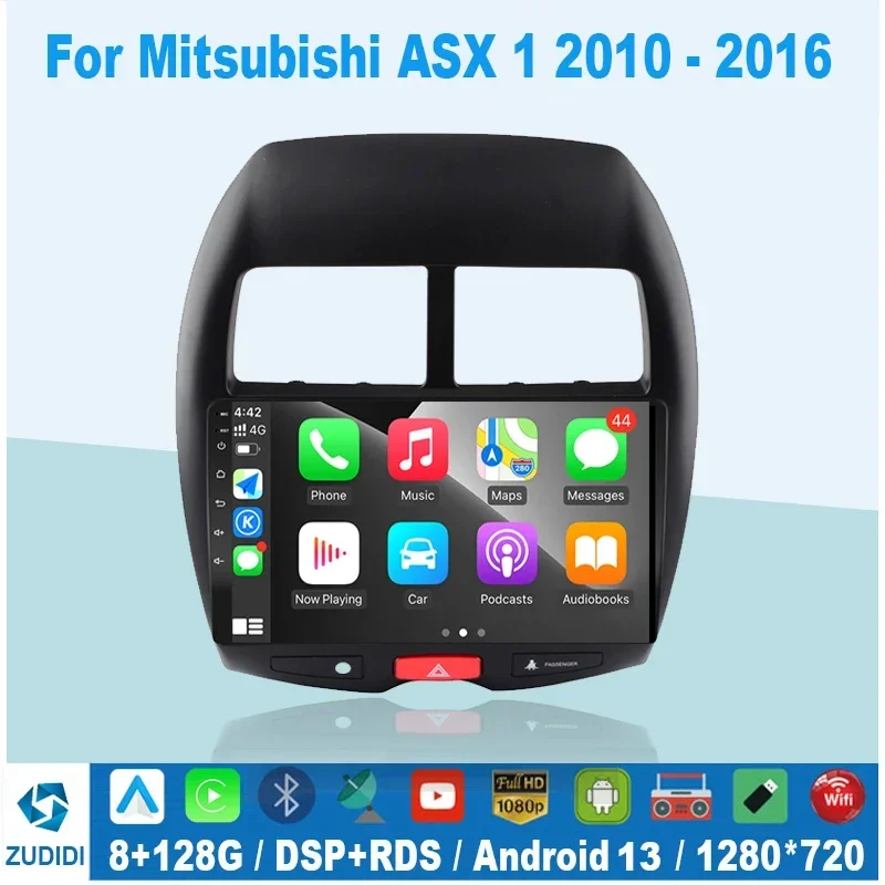 

2 Din Carplay Android 13 Автомобильный радиоприемник Мультимедийный видеоплеер для Mitsubishi ASX 1 2010-2016 Навигация GPS 4G Головное устройство