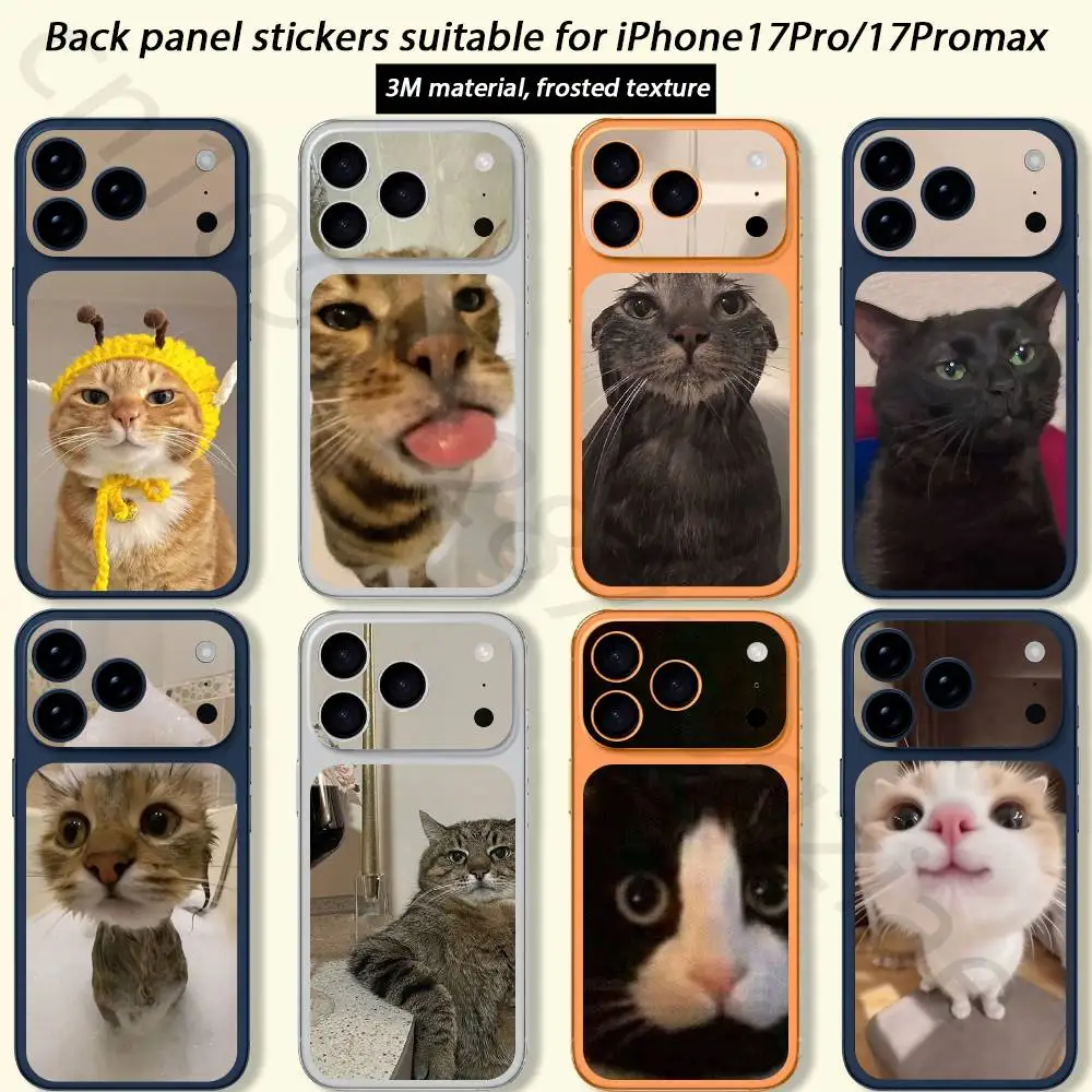 

Pet Cat Funny memes For iPhone 17 pro Max /17 pro Full Cover Decal Skin Wrap 3D Colorful Rear Protective Sticker Film