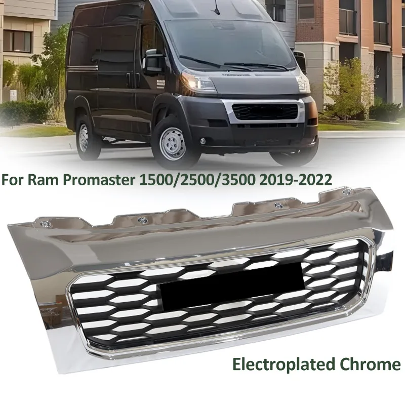 

For Ram Promaster 1500 2500 3500 2019-22 Front Upper Grille Electroplated Chrome