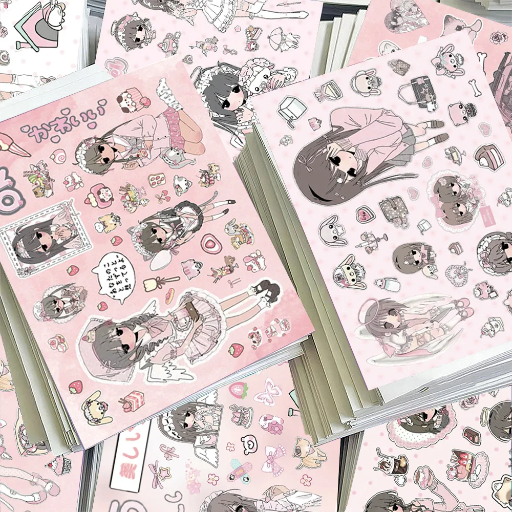 8Pcs Girl Diary Waterproof Stickers Multi-purpose DIY Decor Decals