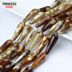 A+ Natural Fiery Agate Onyx 10*30mm Teardrop Shape Loose Beads for Jewelry Making Wholesale Stone Beads DIY Accessories