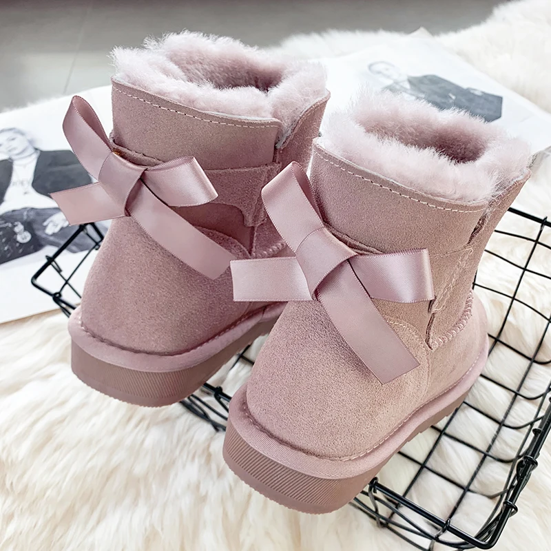 

Round Head Bow-knot Short Boots Warm Wool Women Shoes Ankle High Botas Mujer Invierno Fashion Thick Bottom Botte Femme