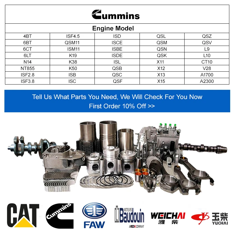 Original Cumins L10 M11 ISM11 QSM11 QSB4.5 6BT 5.9 QSB ISB 6.7 QSB7 Engine Rebuild Spare Parts Overhaul Repair Kit For Cummins