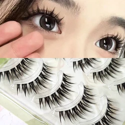 5 Pairs Natural Cat Eye False Eyelashes Photogenic Eye Lashes Extension Wispy Manga Lashes Handmade Makeup Tools