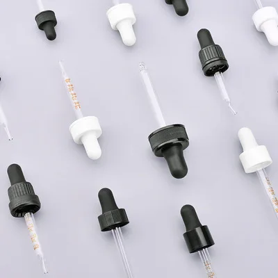 

Oil Essence Tinture Glass Plastic Bottle with Glue Head Black Plastic Screw Cap Essential Oil Dropper for boston Glass Bottle