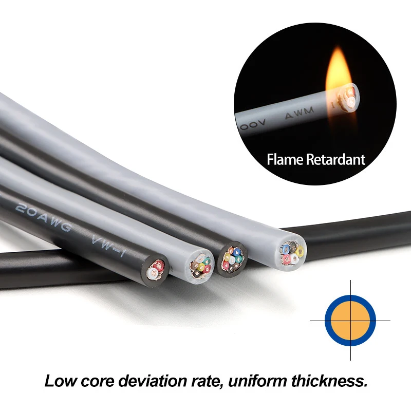 1-50m Grey UL2547 Shielded Wire Signal Cable 30AWG-18AWG 2-8Core PVC Channel Audio Headphone Copper Control Shielding Wire