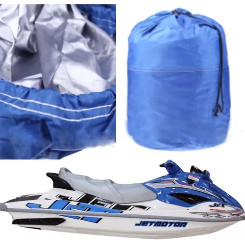 Cubierta impermeable para lancha rápida de barco azul 210D, apta para la mayoría de lanchas rápidas y lanchas de reacción, proporcionando cobertura y prevención.