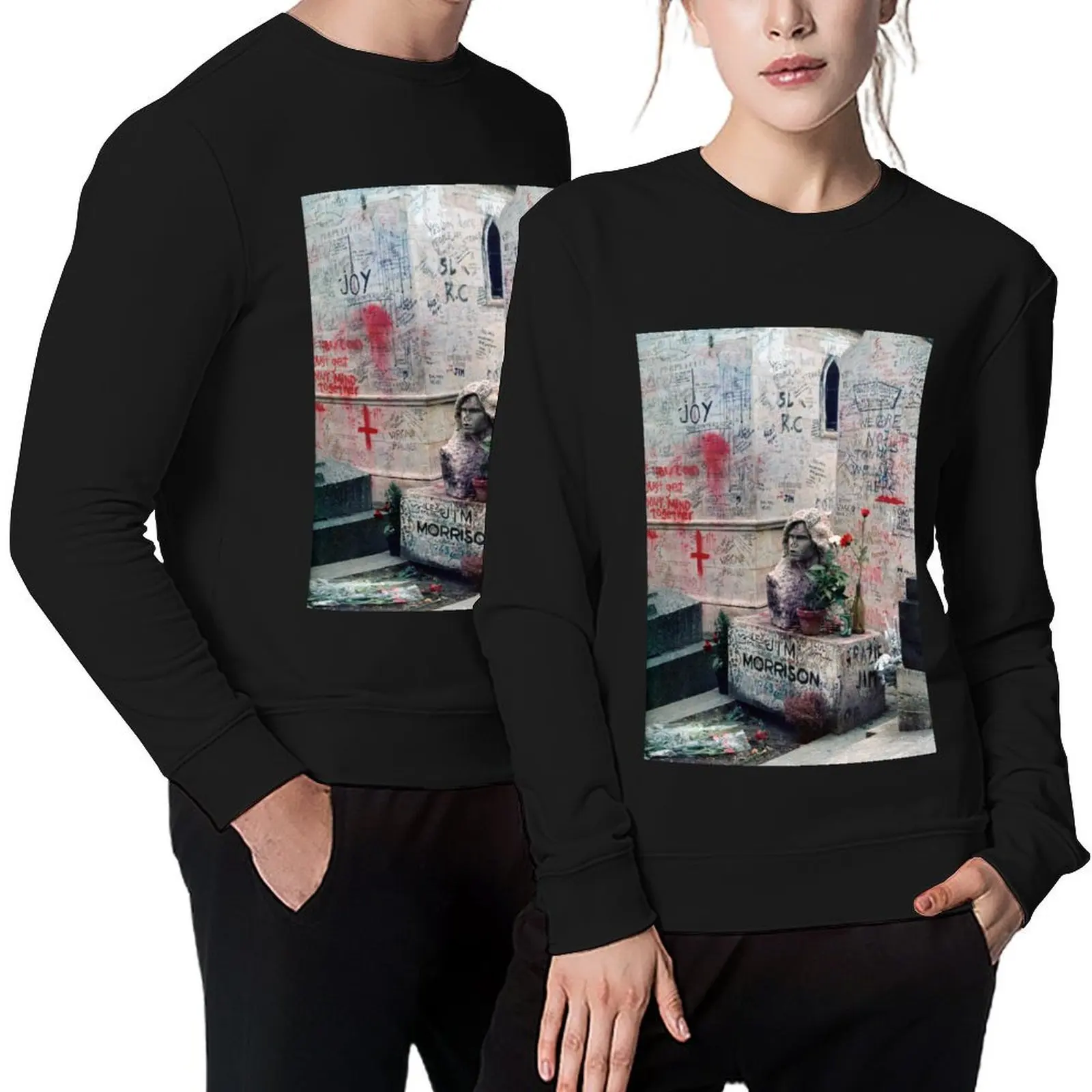 

Jim Morrison Grave - Père Lachaise Cemetery, Paris, France, February 1986 Pullover winter clothes sports sweatshirt man