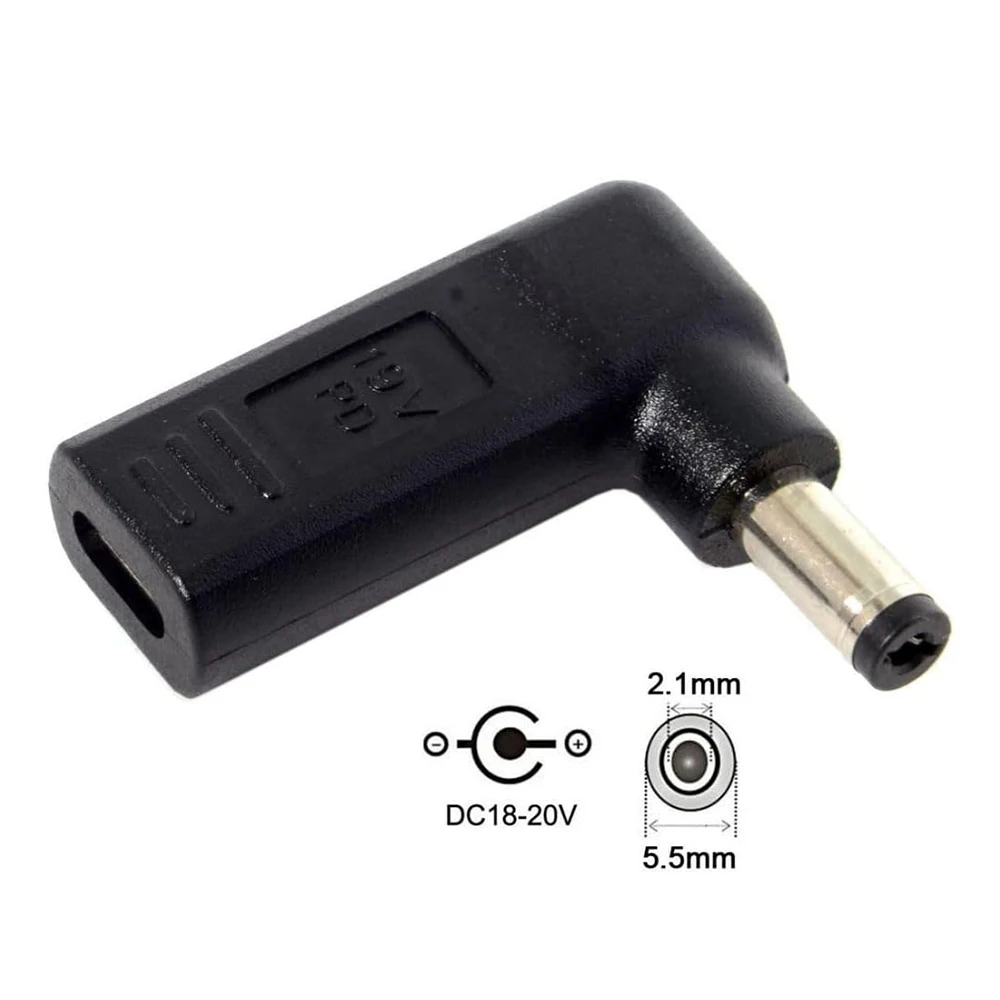 

USB C to Laptop Charging Adapter Female Type C to Male DC 5.5 x 2.1mm Barrel 20V USB C Input to DC5521 Power Converter up to 65W