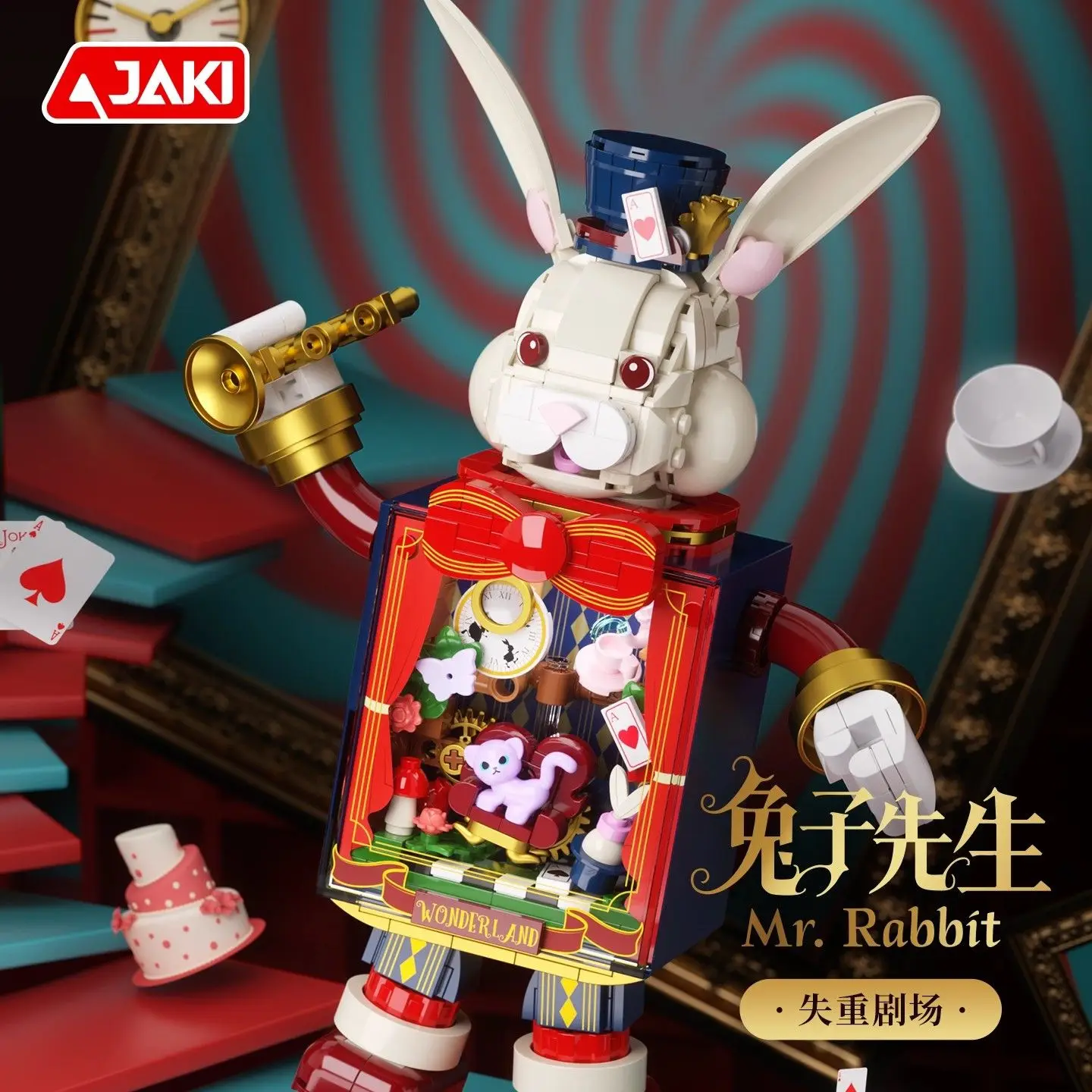 JAKI Jiaqi new Mr. Rabbit robot building block model puzzle ornament assembly toy children's gift