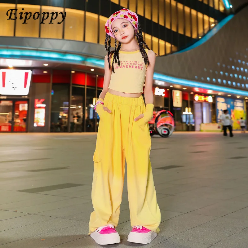 Jazz Dance Girls' Clothing Navel-Exposed Suit Dopamine Hot Girl Clothes Fashionable Cool Jazz Children's Catwalk Fashion