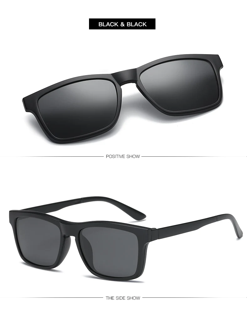 Magnetische Sonnenbrille für Männer und Frauen Clip-On-Brille Quadratische Optische Korrekturbrille für Kurzsichtigkeit Herren Outdoor-Angelbrille UV400-Schutz – Detail 6