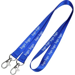 50Pcs Customized Double Hook Lanyard Personal Printing Thick Neck Rope Keychain with Logo Name for ID Card