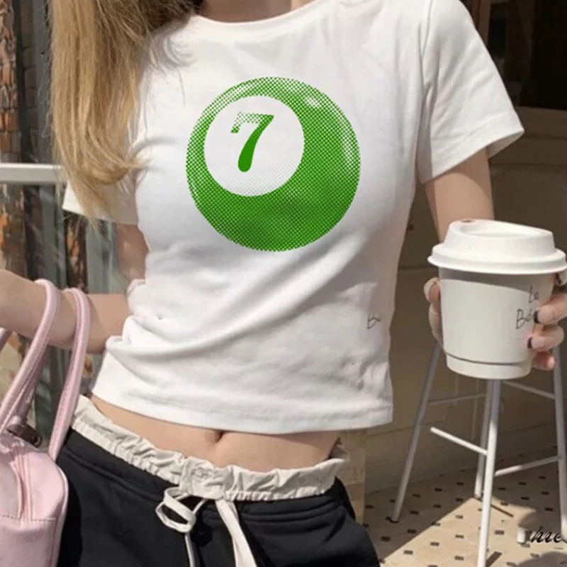 

Y2k Crop Top Women's Harajuku T-shirt Gothic Cute Print Street Clothing Pattern Slim Fit T-shirt Kawaii Summer Sexy Women's Wear