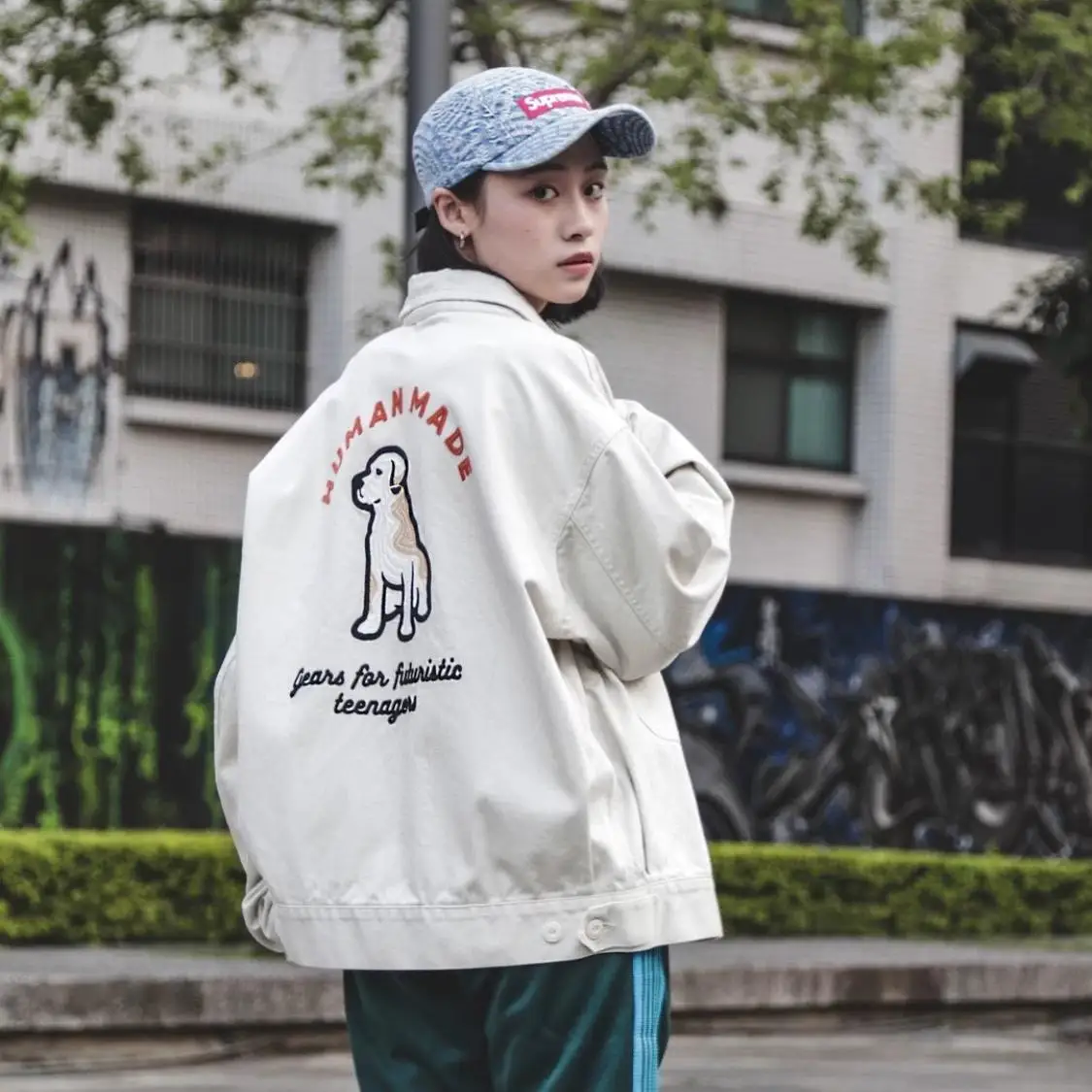 

Humanmade Embroidered letter denim jacket, men's and women's retro fashion clothes