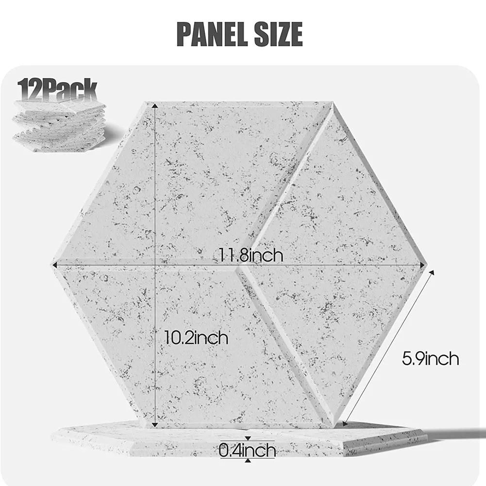 12 Pak busa akustik, panel suara berperekat, untuk isolasi suara & Perawatan akustik (abu-abu)