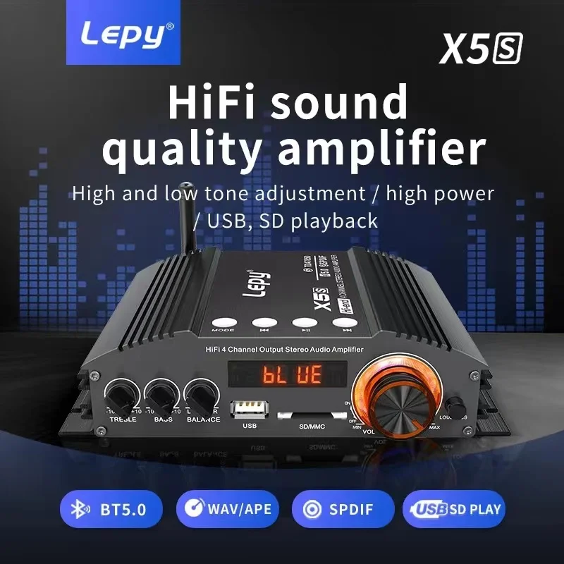 Imagem -02 - Lepy x5 X5s 2x100w Bluetooth 5.0 Amplificador de Potência Digital Classe d Decodificação Coaxial Usb Cartão sd Jogo sem Perdas