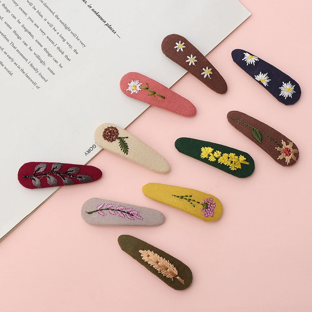 Embroider Hair Clips Girl BB Clip Infant Baby Hairpin for Newborn Baby Girl Hair Grips Accessories for Girls Baby Accesories