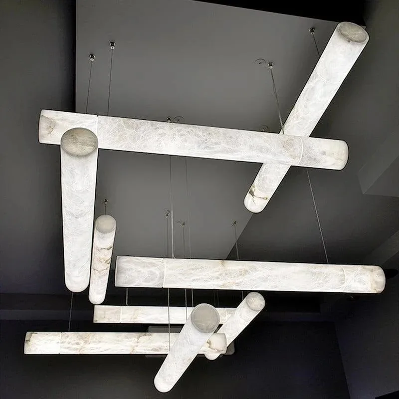2026 Modern Marble Pendant Lights Linear Kitchen Island Decor Lamp for Dining Room Table Bar Cafe Marble Ceiling Hanging Light view 4