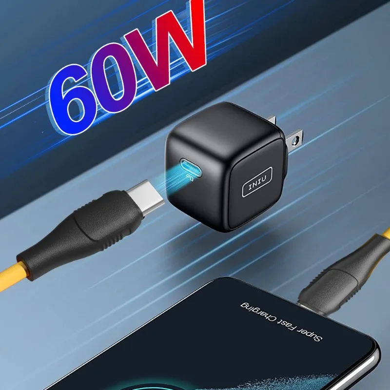 1-2 قطعة 60 واط شحن سريع مزدوج الرأس نوع-C كابل عالمي USB C إلى USB C عالية السرعة نقل البيانات سلك شاحن الهاتف