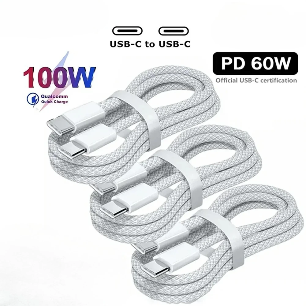 

66W Car Audio Speaker Cable Type C to Type C Fast Charging Braided Data Cable Car Speaker Accessories for Samsung iPhone Xiaomi