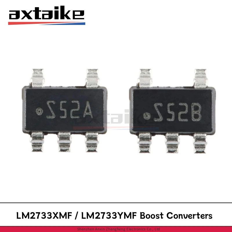 

5PCS LM2733XMF LM2733YMFX/NOPB S52A S52B SOT23-5 LM2733 0.6MHz and 1.6MHz Boost Converters With 40V Internal FET Switch IC