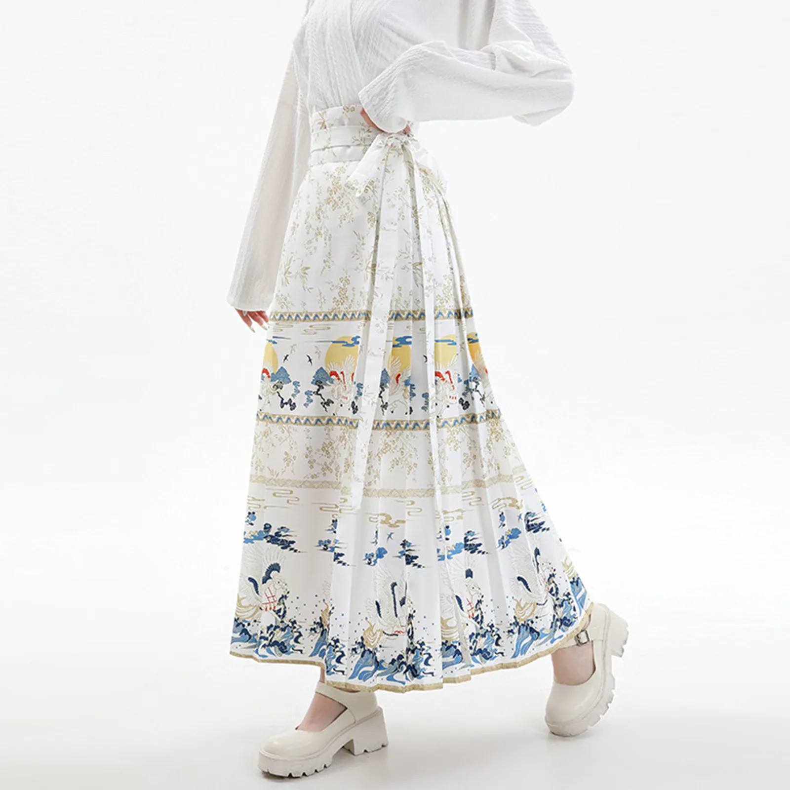 Original Hanfu Skirt Chinese Style Costume Mamianqun Ming Dynasty Weaving Gold Horse Face Skirt Chinese Dress Vest Skirt