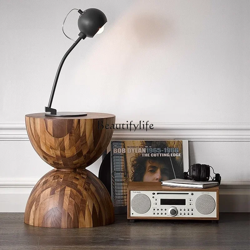 

ls 42Imported black walnut solid wood small round table art retro modern simple