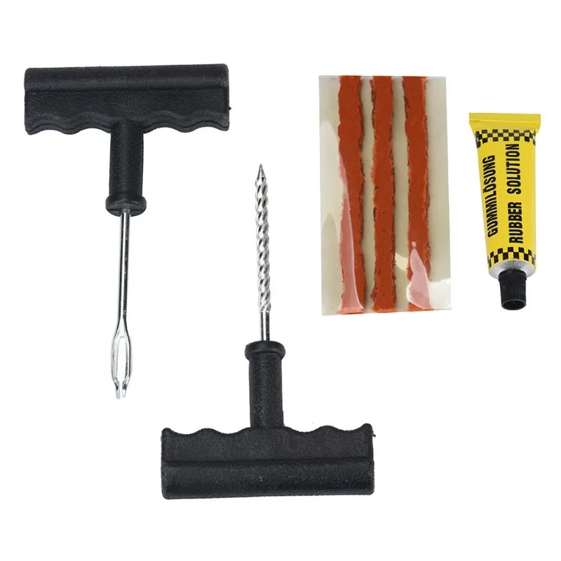 A Set of Hot Sale Car Tubeless Tyre Tire Puncture Repair Plug Kit Needle Patch Fix Tools Cement Useful