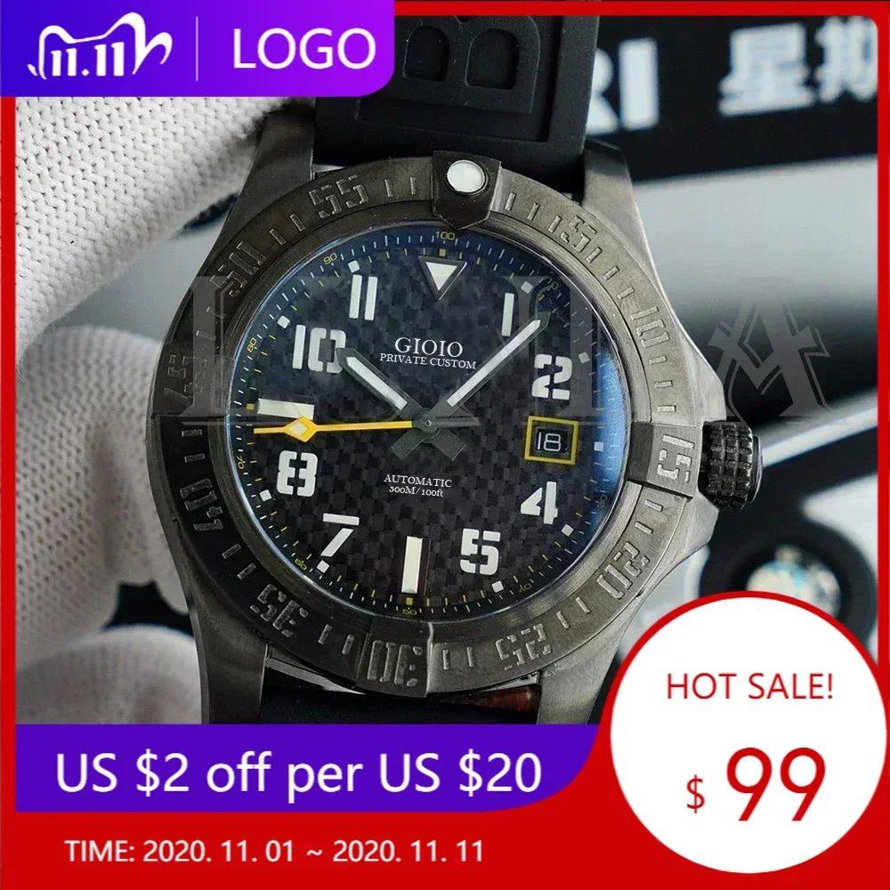 Luxury New Men Automatic Mechanical Watch Avenger Black Rubber Sport Watches