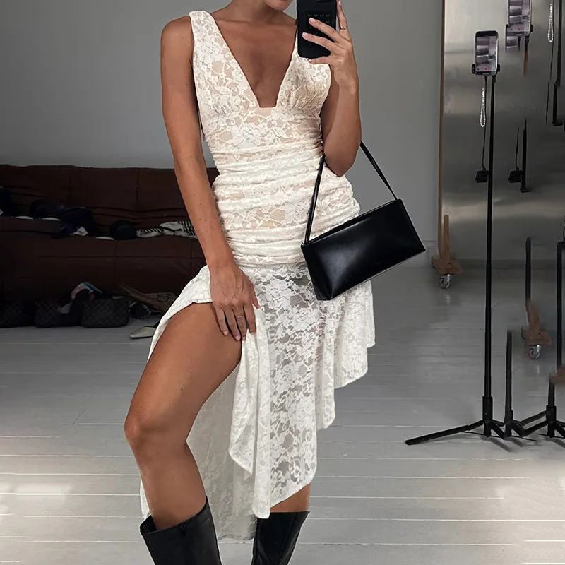 

Женская сексуальная и элегантная облегающая сумка с глубоким V-образным вырезом и ягодицами, кружевной лоскутный жилет без рукавов с открытой спиной, комбинезон, новинка