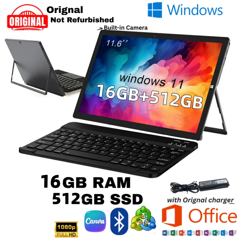 

11.6 INCH 16GB RAM 512GB ROM PAD1162 WINDOWS 11 Tablet PC Intel Celeron N4100 Quad Core Up 2.4GHz 64 Bit x64-based 1920 x 1080