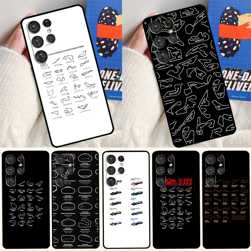 F1 Race Tracks Circuits 2022 For Samsung Galaxy S22 Ultra S21 Ultra Note 20 S20 FE S8 S9 S10 Note 10 Plus Phone Case