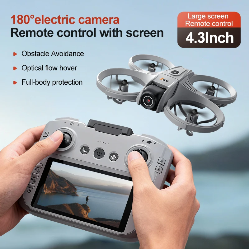 

New Z606 RC Drone 4.3" Large Display FPV Crossing Machine Optical Flow Hover Obstacle Avoidance HD Camera Aerial Quadcopter Toy