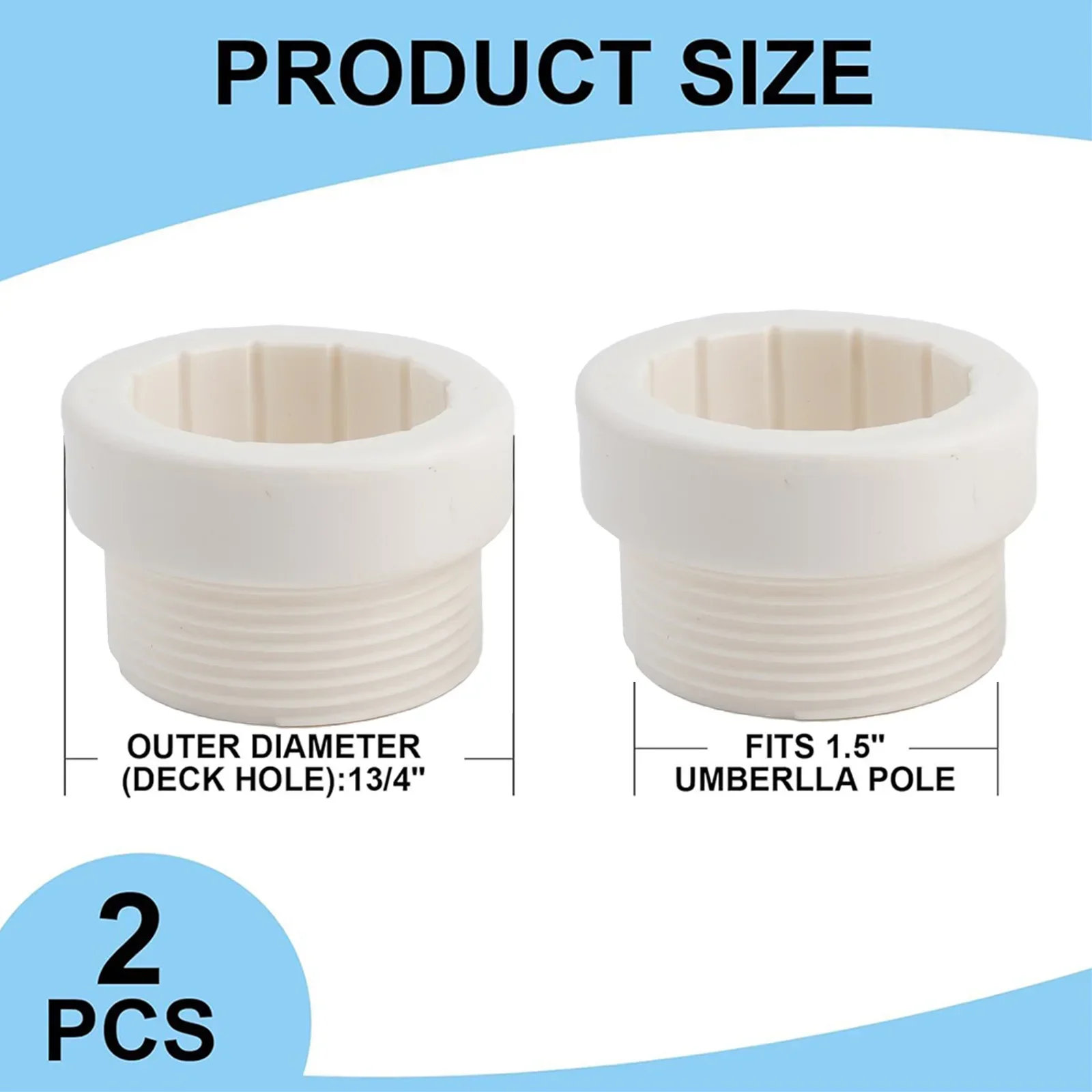 

2 Pcs Plastic Pool Umbrella Stabilizer Adapter Threaded Adapter For Outdoor Patio White Garden Supplies Outdoor Hot Tubs