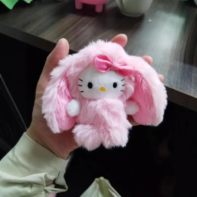 

Kawaii Hello Kitty плюшевый кулон Sanrio аниме мультфильм розовый Lop Kt плюшевый брелок мягкие игрушки украшение рюкзака праздничные подарки