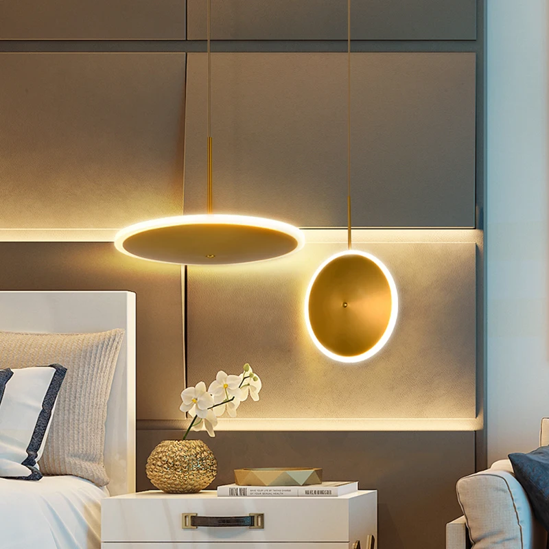 

Modern Nordic Iron Acrylic Gold UFO Pendant Lights Round Creative Restaurant Bedroom Living Room LED Decorative Lighting Lamps