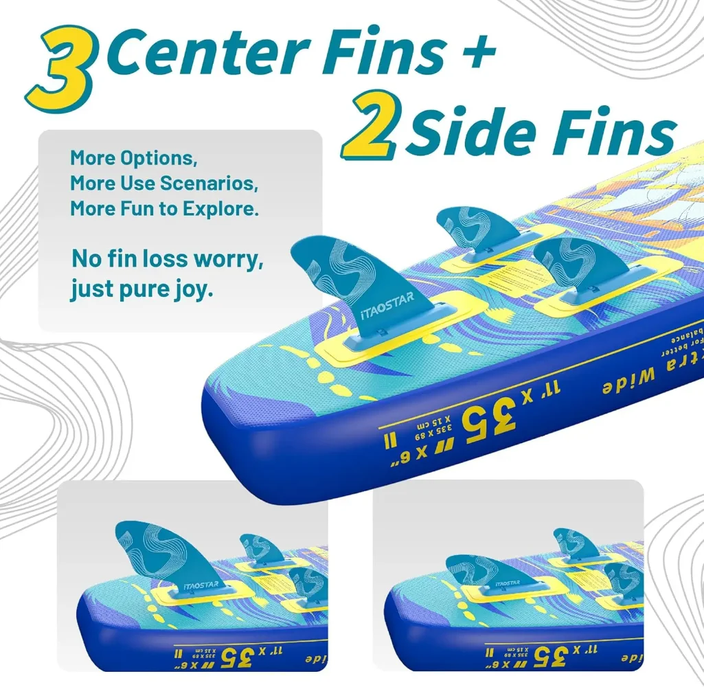 الرياضة والخارجية مقاس 11'6 بوصة / 11 × 34 بوصة / لوح مجداف عريض جدًا مقاس 11 × 35 بوصة، ملحقات لوح SUP ممتاز وقفة واحدة، زعانف مصممة خصيصًا #5