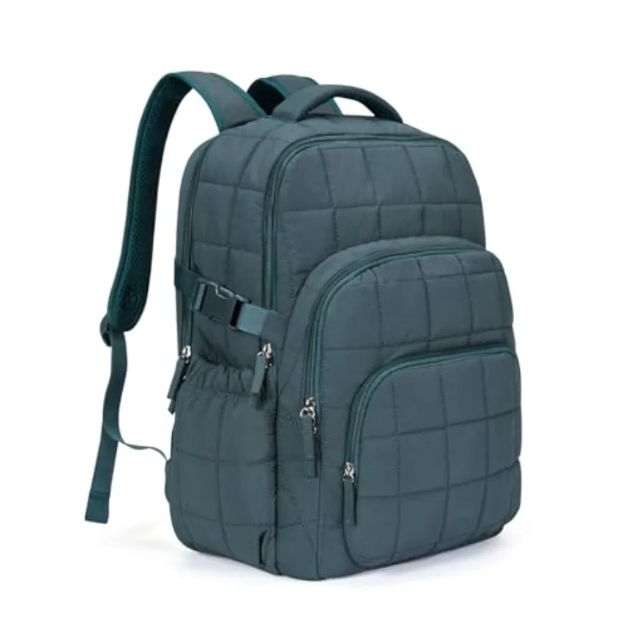 

17.3 Inch Laptop Backpack for Women, Anti Theft Travel Backpack, Puffer Quilted Work Backpack, Water Resistant College Bookbag,