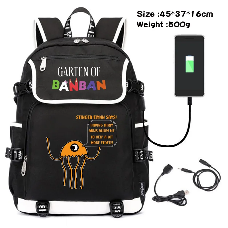 Banban-mochila de jardín con estampado de dibujos animados para niños, bolso escolar versátil a la moda, bolsa de viaje con carga USB