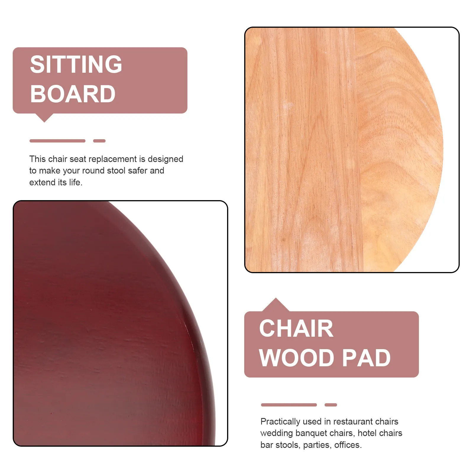 Wooden Stool Seat Replacement for Round Chairs Heavy Duty Natural Wood Seat Fit for Bar Stools Restaurant and Home Furniture
