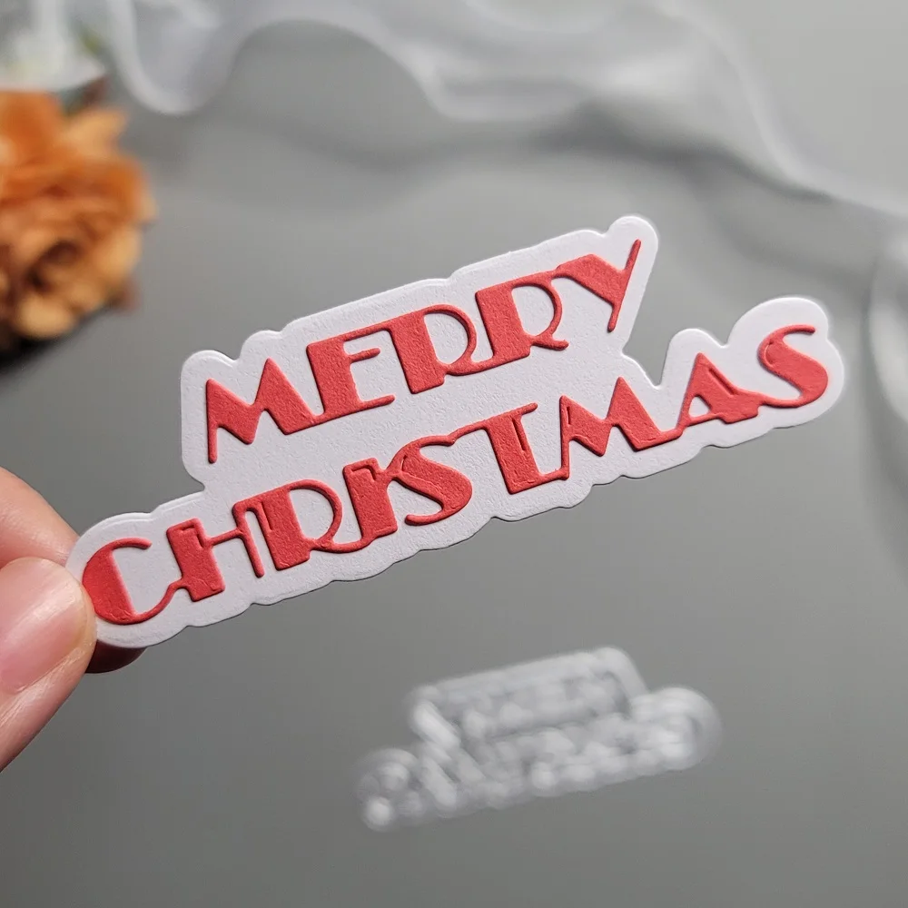 Word Merry Christmas Metal Cutting Dies for Scrapbooking DIY Album Educational Embossing Greeting Card Die Cuts Letter Christmas