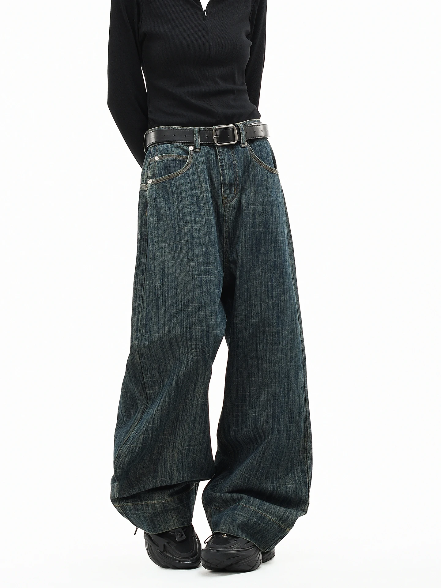 

OV Original American Retro Waed Denim Pants High Waist Wide Leg Floor Length ex Comfortable Versatile Casual Jeans