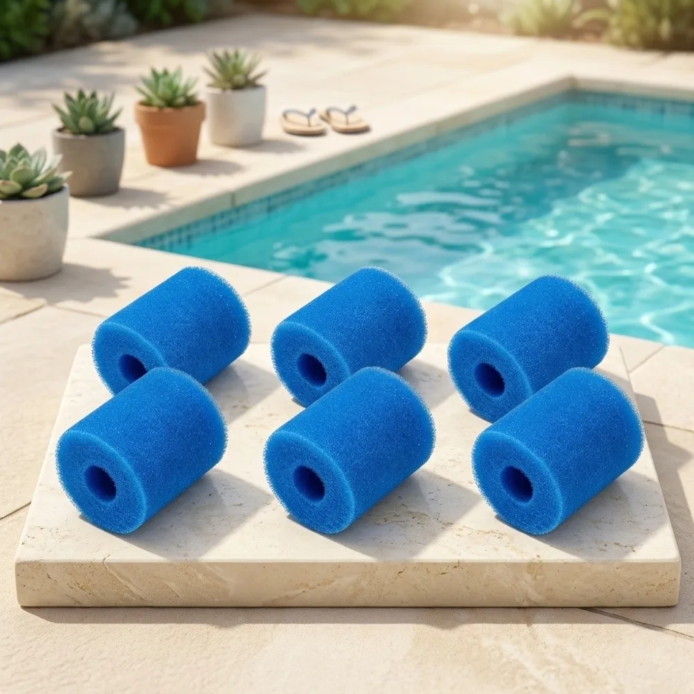 6 Pack Washable= Pool Filter Sponge For Intex Type=H Systems Durable= Reusable Foam Cartridges Enhanced Water Circulation