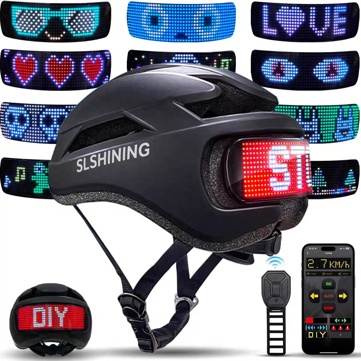 

Bicycle Helmets Skateboard Helmet with Light LED Display Adjustable Mountain Bike Helmet Smart APP Controlled Cycling Helmets
