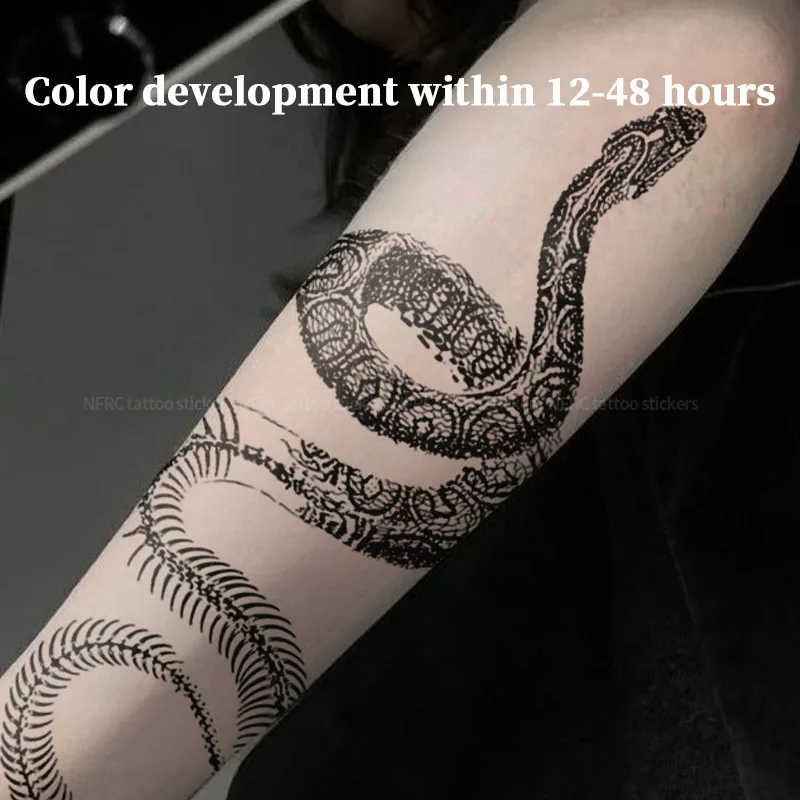 Punk Gothic Coiled Snake Herbal Juice Tattoo Sticker Temporary Tattoos Fake Sexy Adult Girl Tool New Toys Tatoo Stickers Hotwife