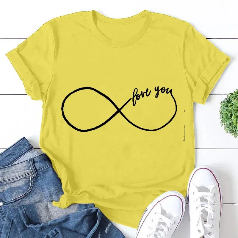 Grafische T-Shirts Voor Vrouwen Infinity Symbool Love You Grappige Mode Shirts Korte Mouw T-Shirts Voor Dames Zomer T-Shirt Streetwear